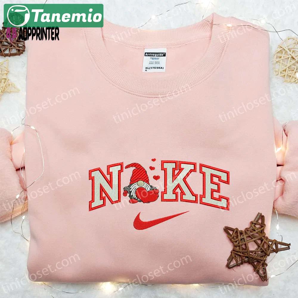 Gnome heart x nike embroidered shirt: best valentine’s day gift Embroidered Shirt