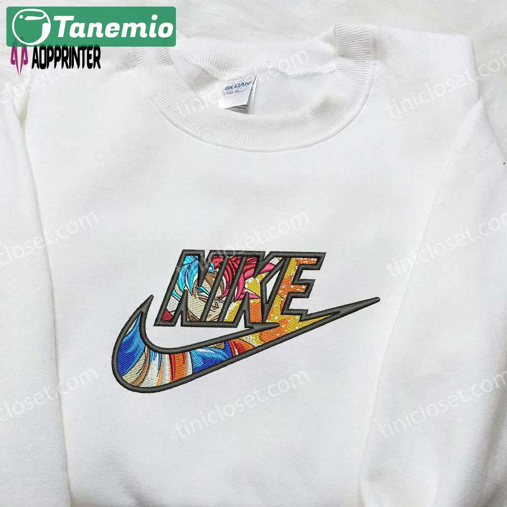 Goku fire x nike embroidered sweatshirt: best family gift nike inspired shirt Embroidered Shirt