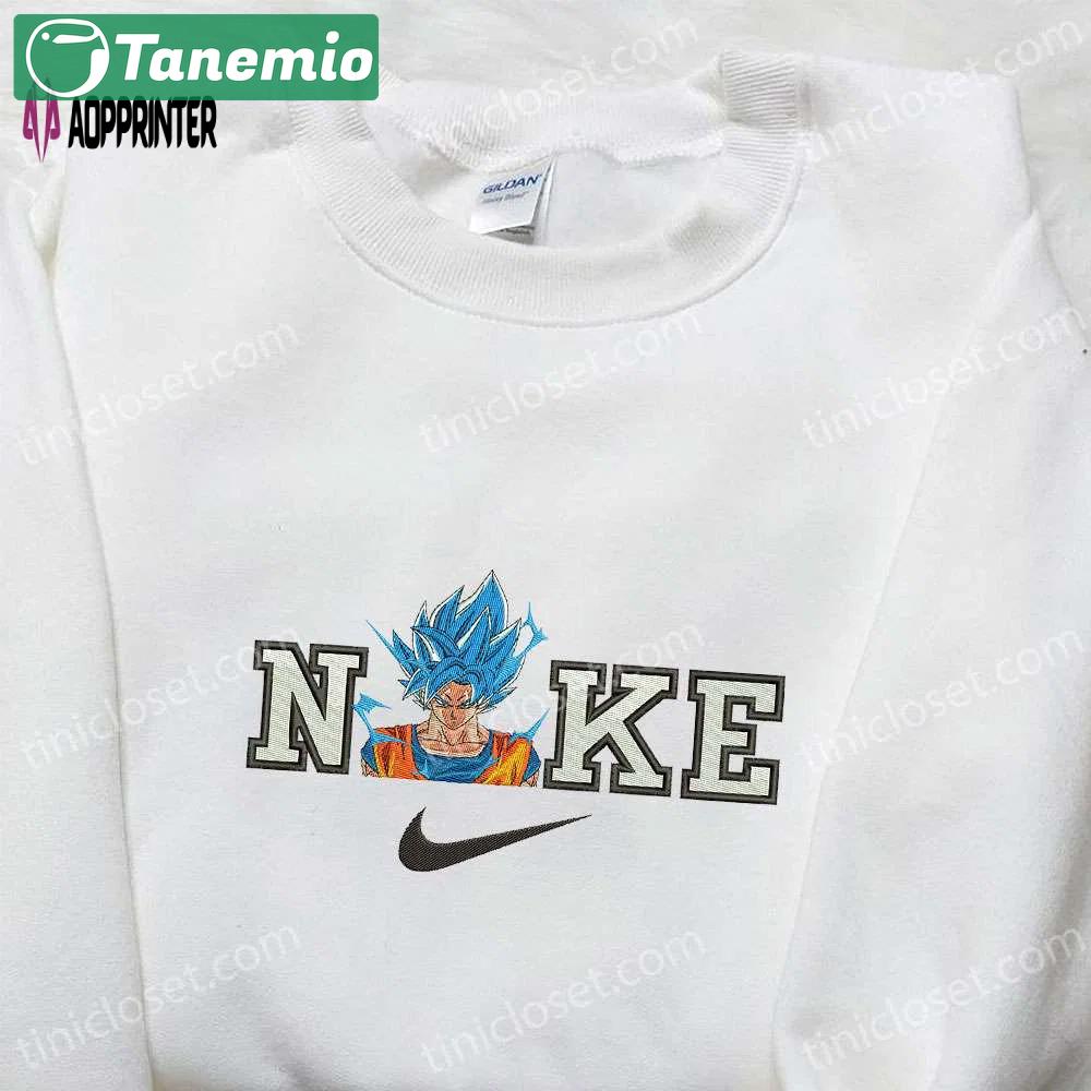 Goku super saiyan blue x nike anime embroidered shirt dragon ball & nike inspired Embroidered Shirt