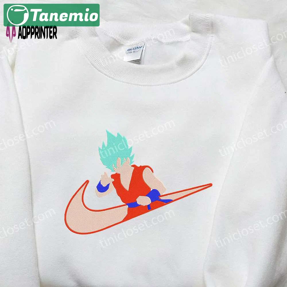 Goku super saiyan blue x nike embroidered shirt – dragon ball & custom design Embroidered Shirt