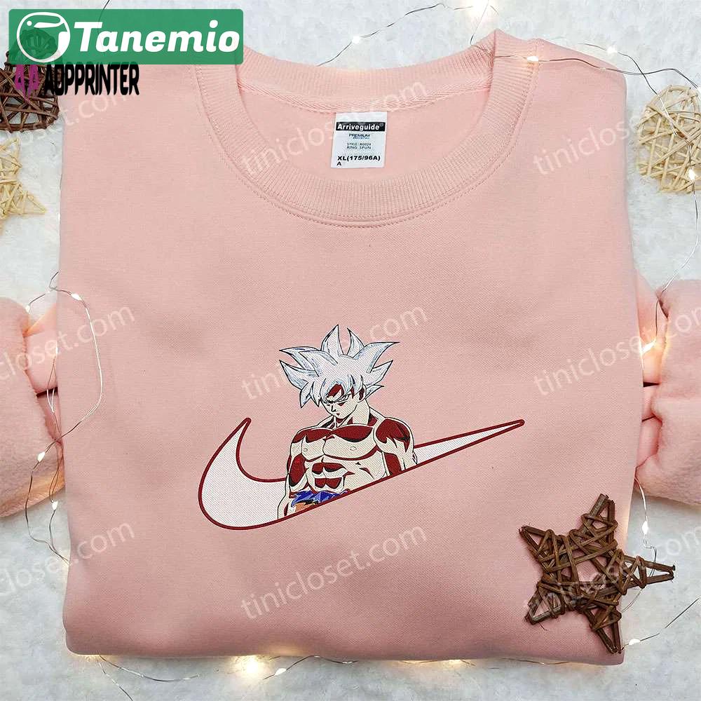 Goku ultra instinct x nike swoosh anime embroidered hoodie & dragon ball shirt – nike inspired Embroidered Shirt