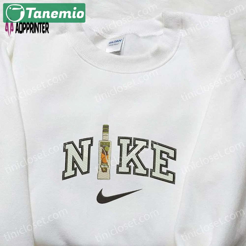Golden wine bottle x nike embroidered shirt & hoodie: best gift ideas for dad – favorite foods & drinks Embroidered Shirt