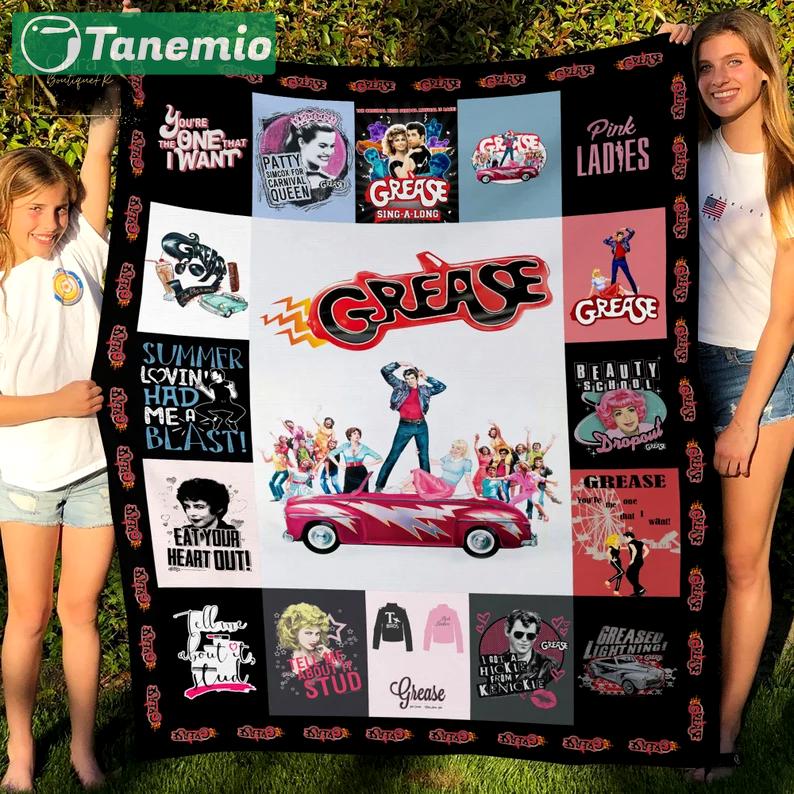 Grease movie fleece blanket, mink sherpa blanket, grease quilt, romantic movie quilt, movie blanket, grease movie lover gift Quilt Blanket