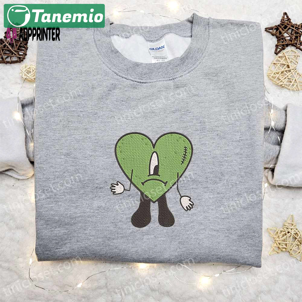 Green bad bunny embroidered sweatshirt: cool hoodie best birthday gift ideas Embroidered Shirt