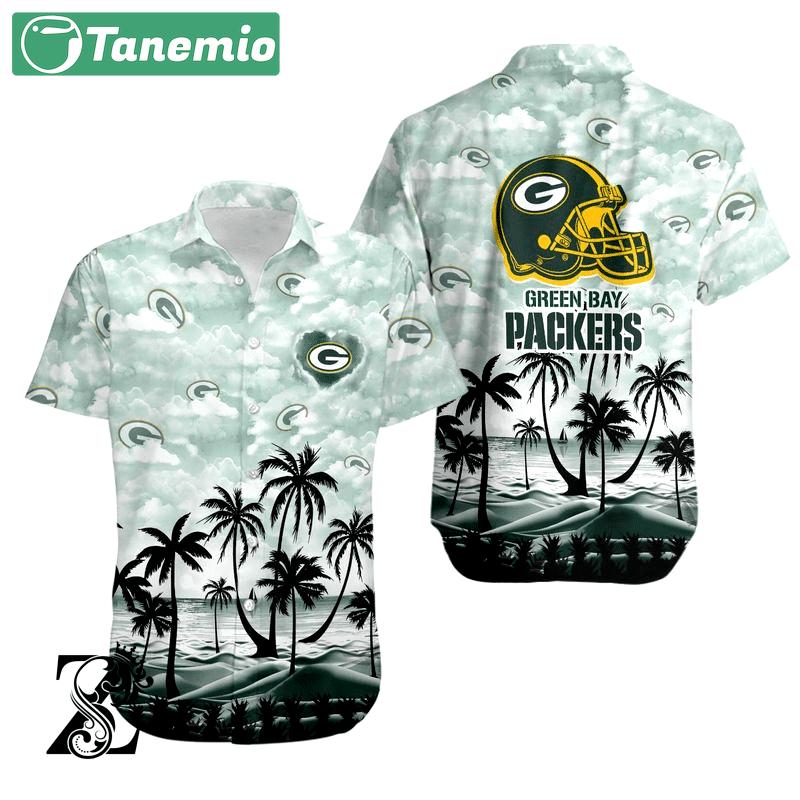 Green bay packers helmet tropical summer hawaiian shirt Hawaii Shirt Shorts & Flip Flops