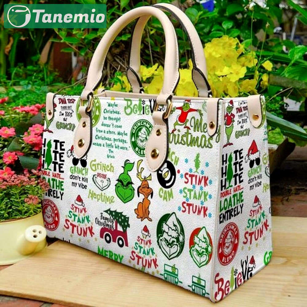Grinch 9 leather handbag gift for women 4637 Women Leather Hand Bag