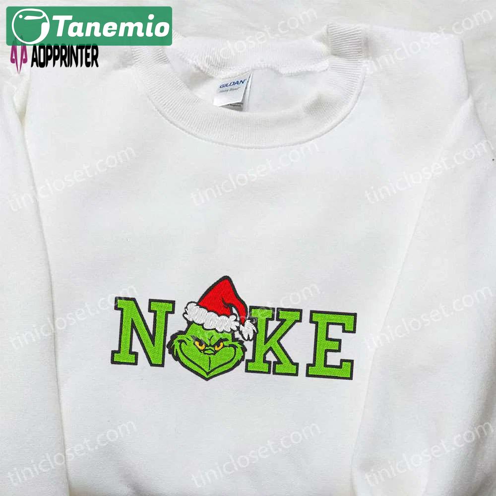 Grinch christmas x nike movie embroidered shirt: best gift idea with nike inspiration Embroidered Shirt