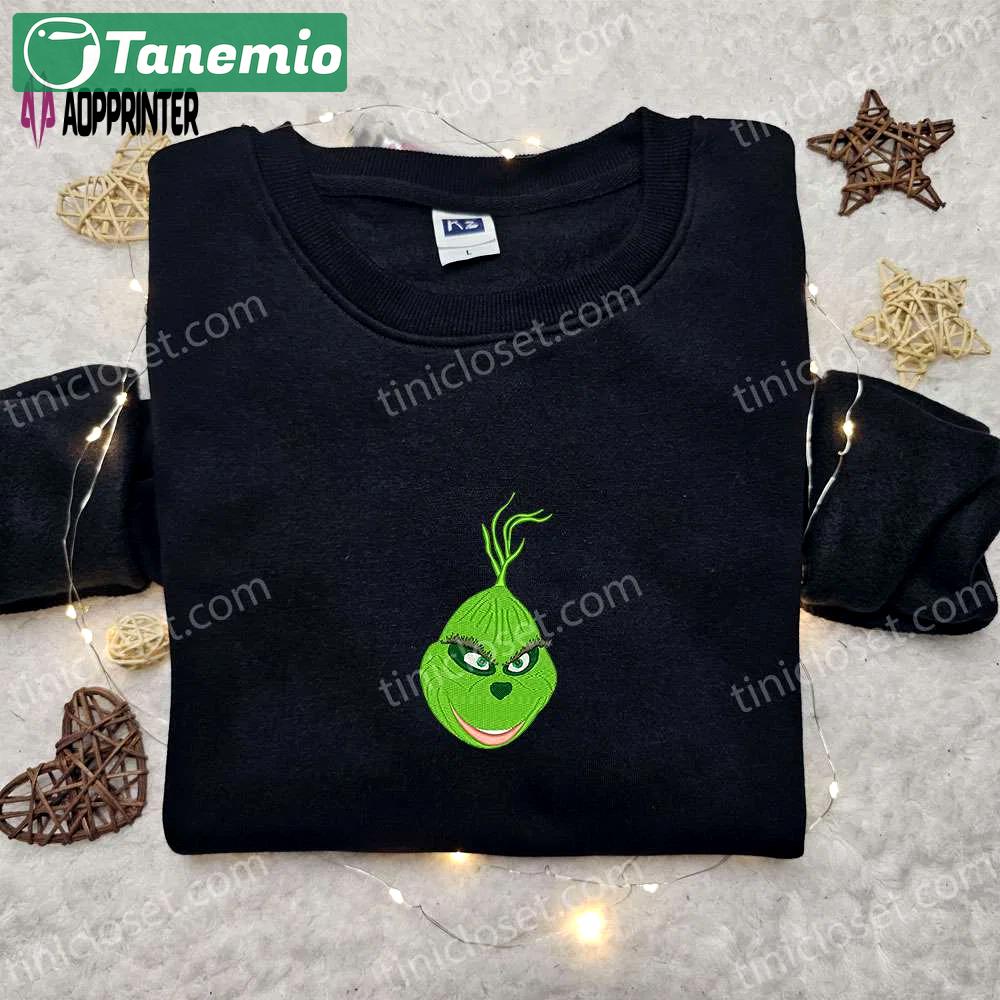 Grinch logo hoodie & movie t-shirt: best family gift ideas Embroidered Shirt