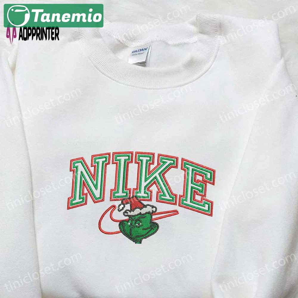 Grinch xmas x nike movie embroidered hoodie & shirt: best christmas gift ideas Embroidered Shirt