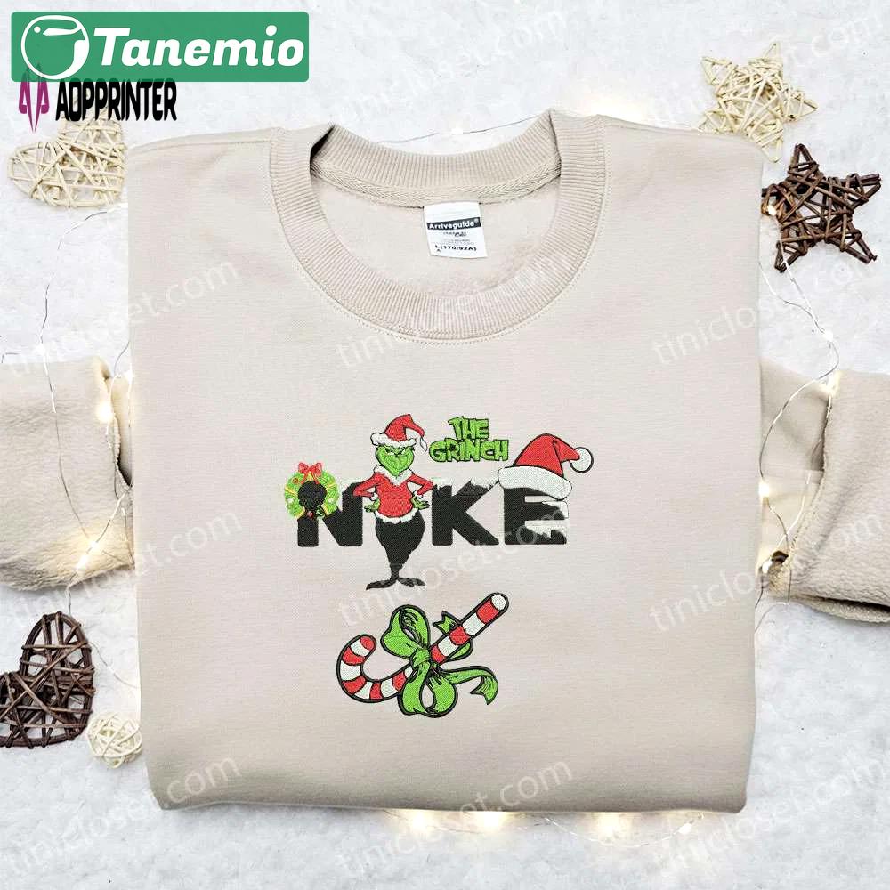 Grinch xmas x nike movie embroidered sweatshirt: festive christmas shirt best gift ideas Embroidered Shirt