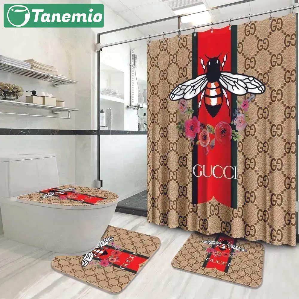 Gucci bee flower bath mat bathroom sets home decor luxury fashion brand hypebeast Bathroom Set