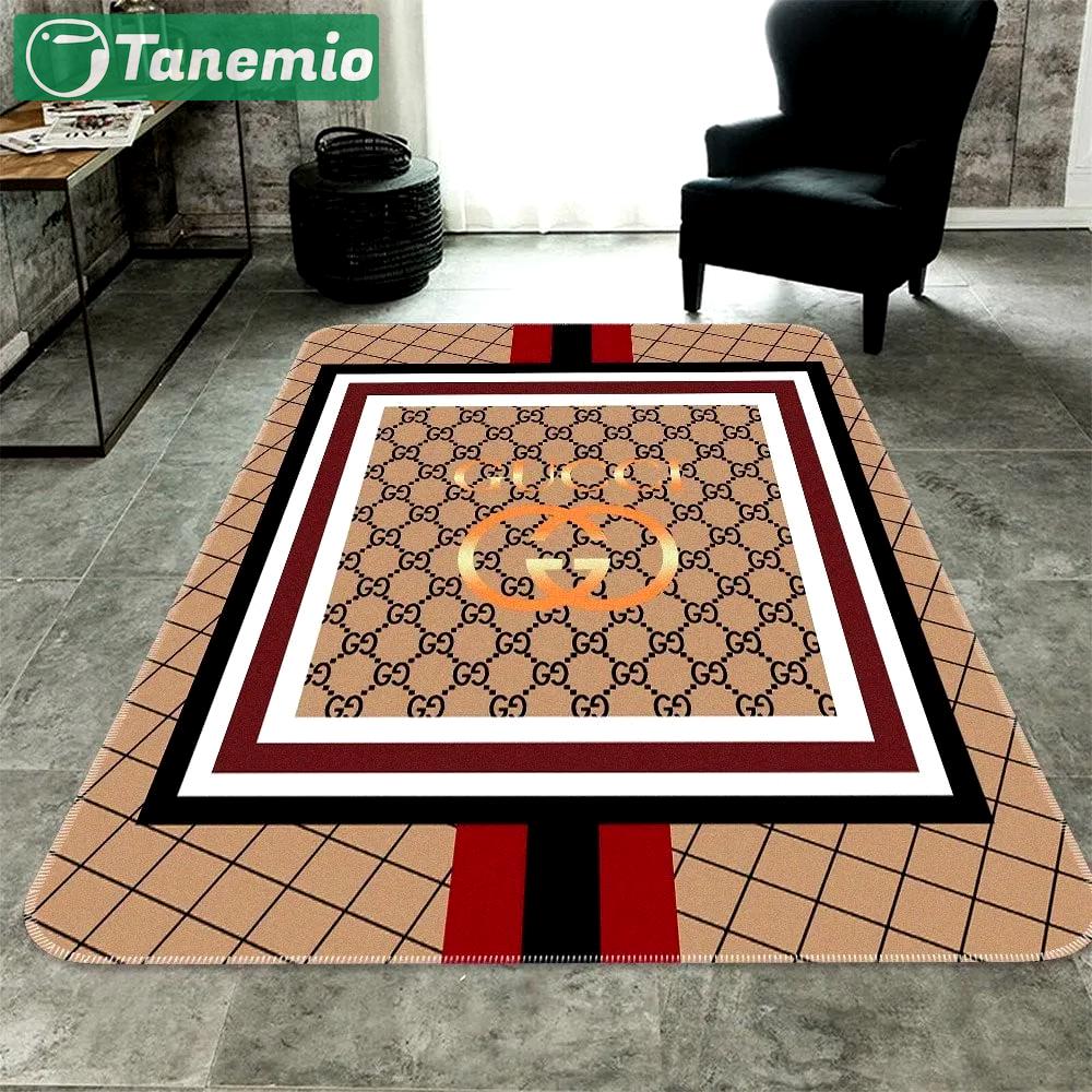 Gucci beige logo type 475. Upgrade Your Living Room with Luxury Home Decor: Area Carpets, Floor Decor, Door Mats, and Hot Gift Items with style a High-End Fashion Brand Rectangle Rug