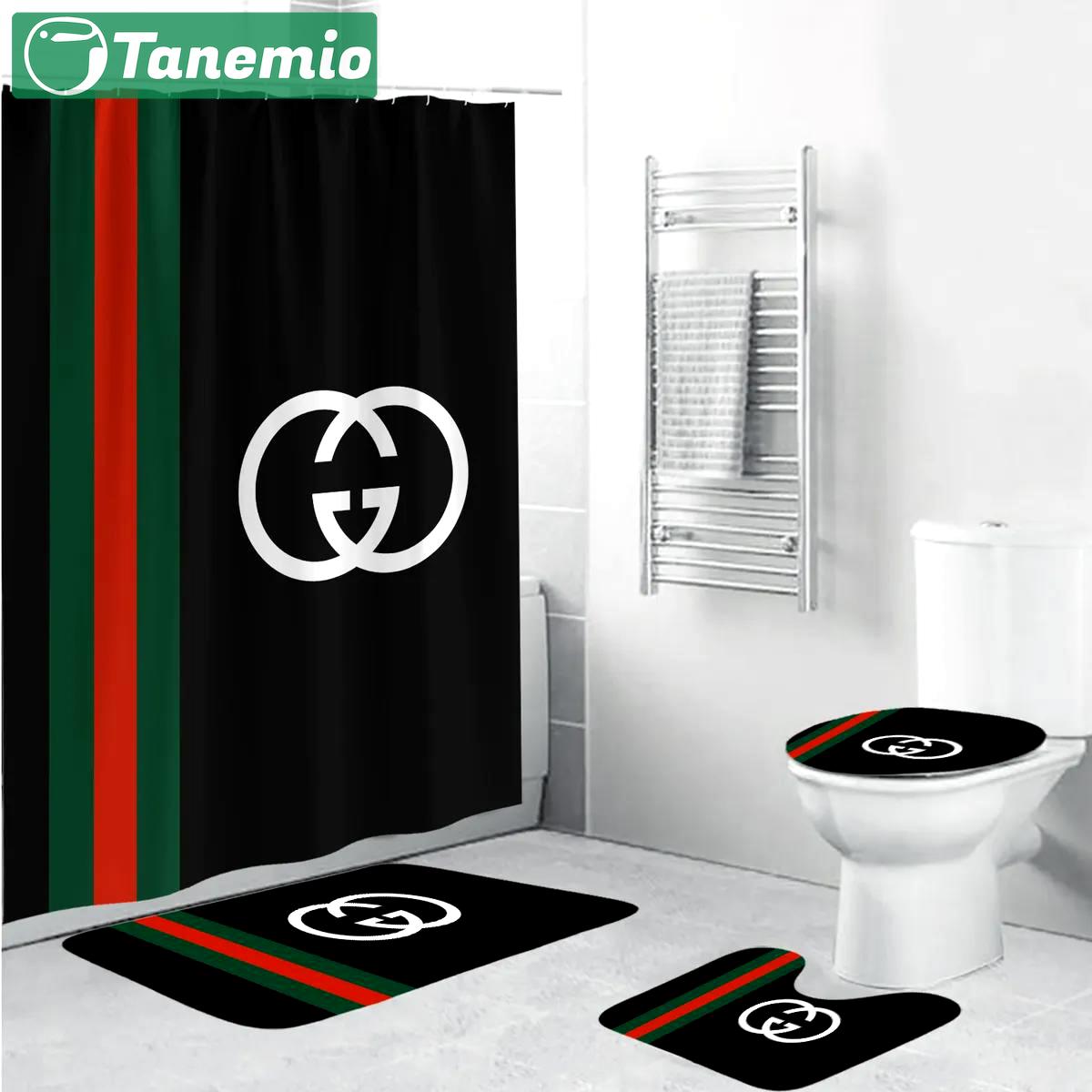 Gucci black bathroom sets luxury fashion brand hypebeast bath mat home decor Bathroom Set