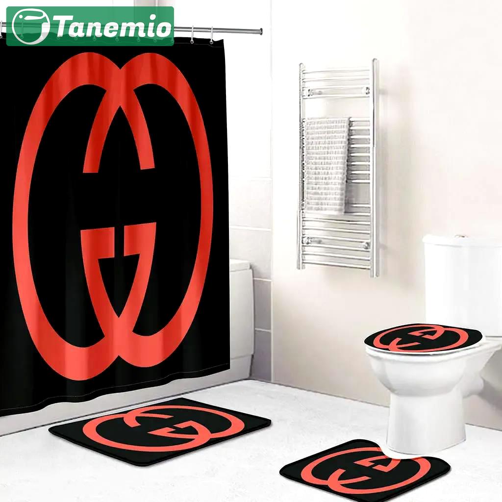 Gucci black redfull bathroom set home decor hypebeast bath mat luxury fashion brand Bathroom Set
