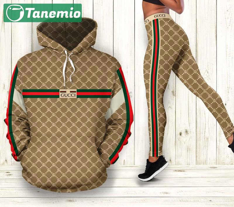 Gucci brown hoodie leggings luxury brand clothing clothes outfit for women 139 hcst 62 Hoodie Leggings Set