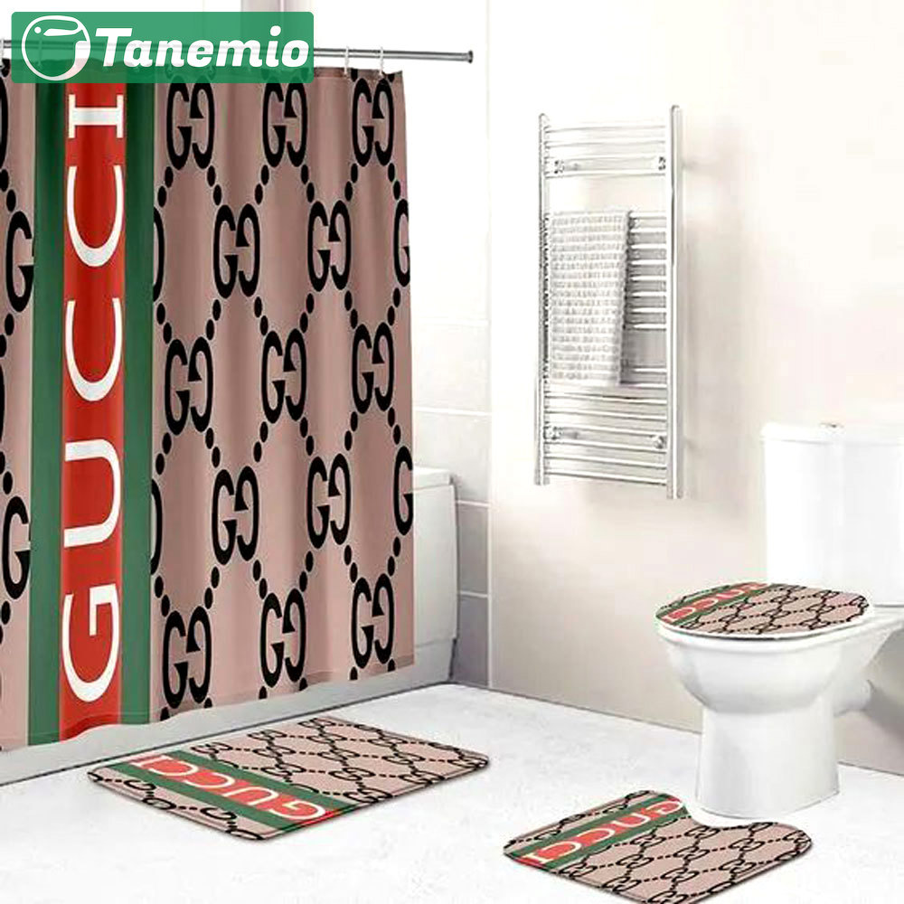 Gucci brown hypebeast bathroom sets home decor luxury fashion brand bath mat Bathroom Set