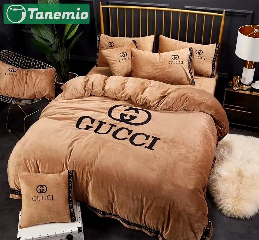 Gucci brown limited luxury brand high-end bedding sets, bedroom decor , thanksgiving decorations for home best luxury bed sets gift thankgivings and christmas Bedding Sets