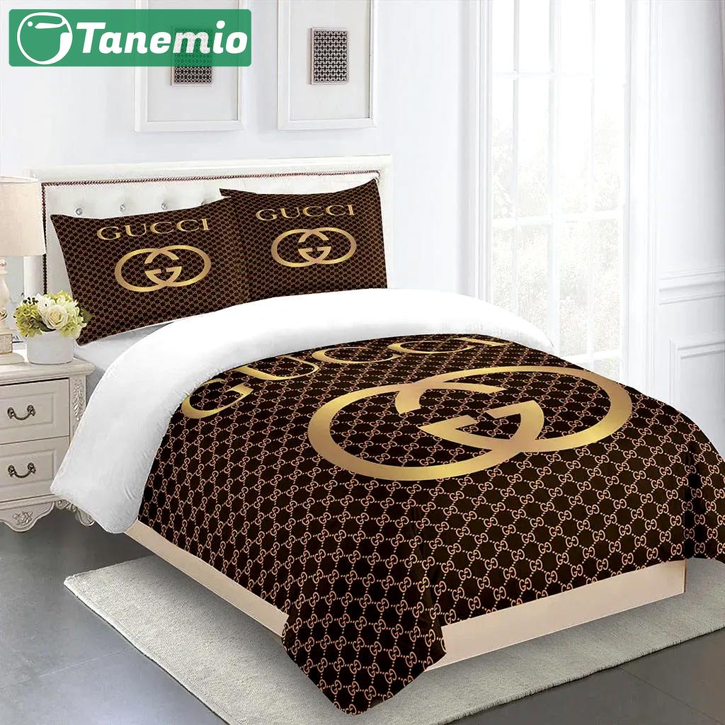 Gucci fashion logo limited luxury brand bedding sets, bedroom decor , thanksgiving decorations for home 07 best luxury bed sets gift thankgivings and christmas Bedding Sets