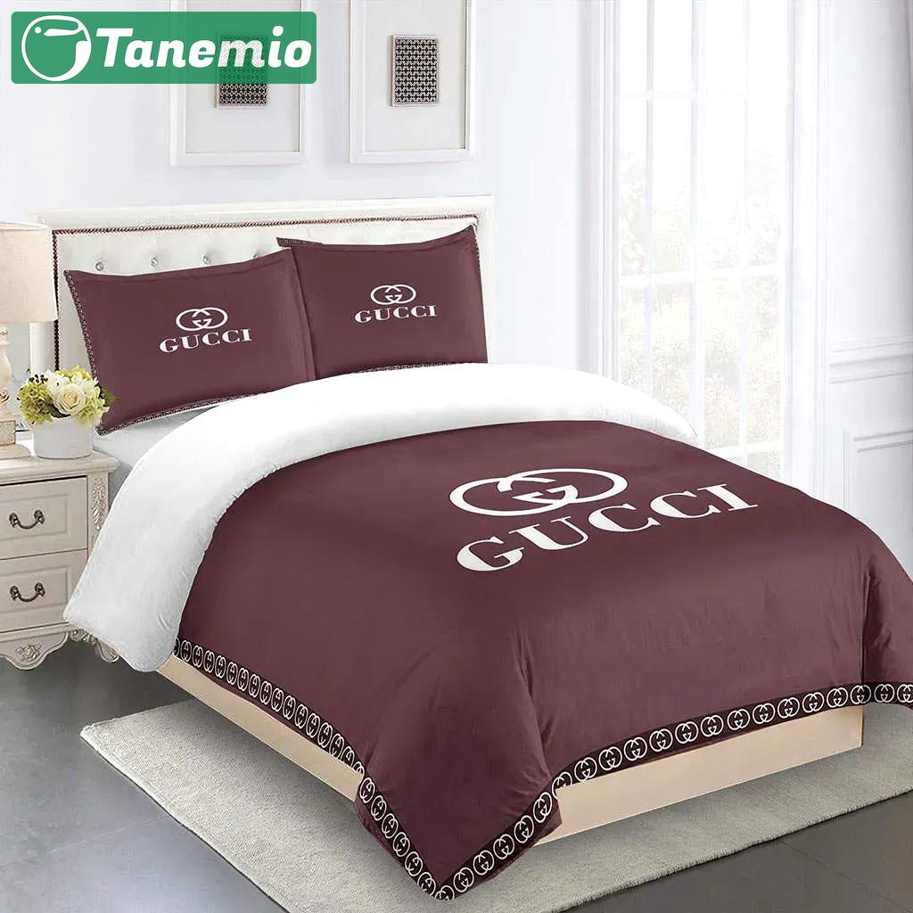 Gucci fashion logo limited luxury brand bedding sets, bedroom decor , thanksgiving decorations for home 31 best luxury bed sets gift thankgivings and christmas Bedding Sets