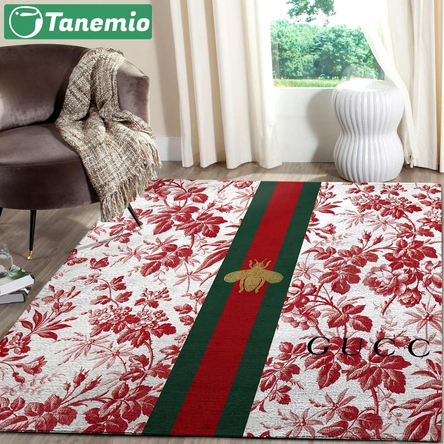 Gucci flower bee logo type 1000. Upgrade Your Living Room with Luxury Home Decor: Area Carpets, Floor Decor, Door Mats, and Hot Gift Items with style a High-End Fashion Brand Rectangle Rug