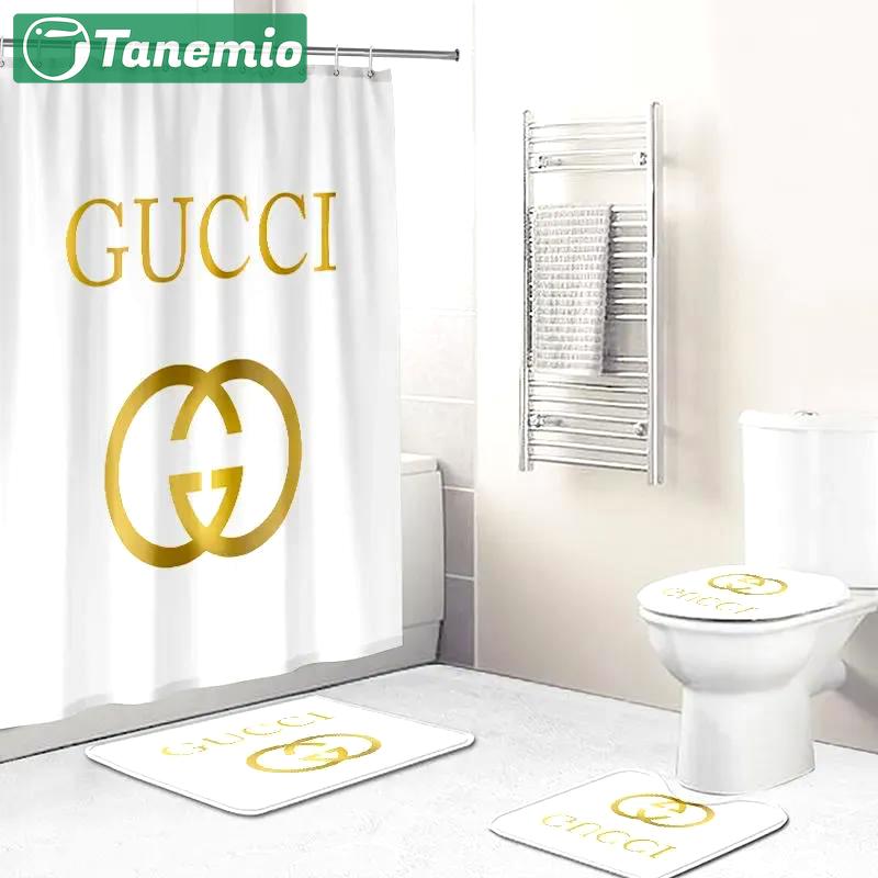 Gucci golden bathroom sets home decor hypebeast luxury fashion brand bath mat Bathroom Set