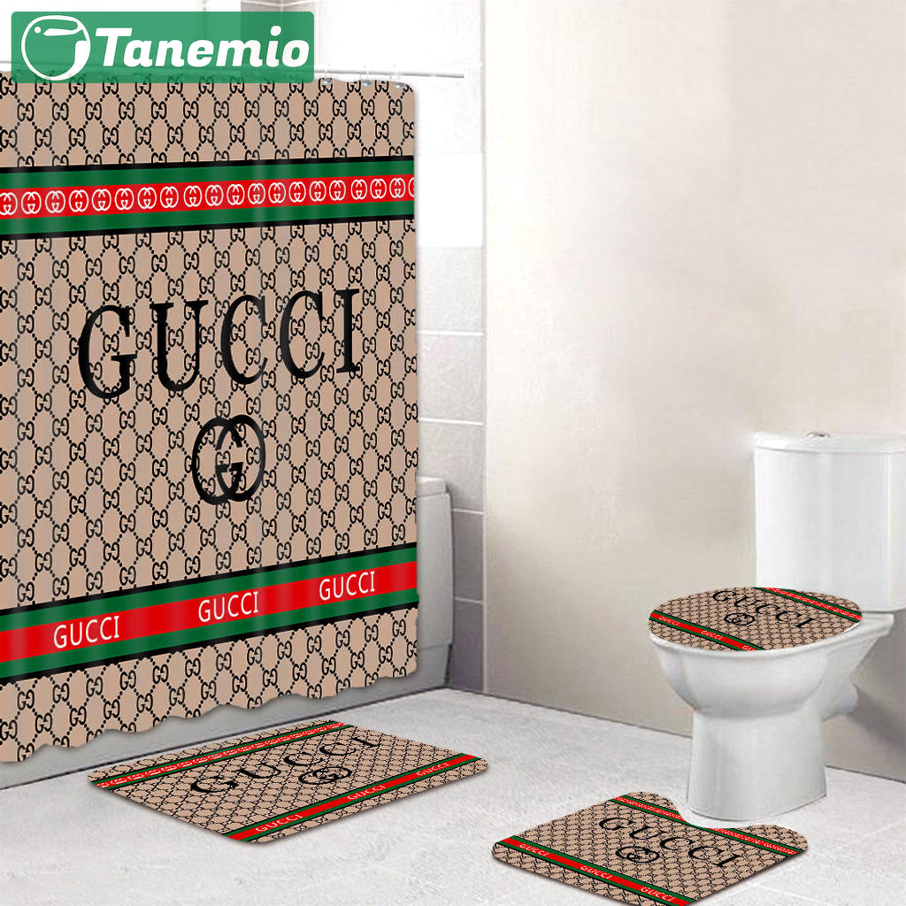 Gucci italy luxury bath mat sets beige bath mat sets shower curtain 235 Bathroom Set