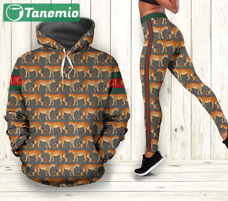 Gucci leopard hoodie leggings luxury brand clothing clothes outfit for women 148 hcst 53 Hoodie Leggings Set