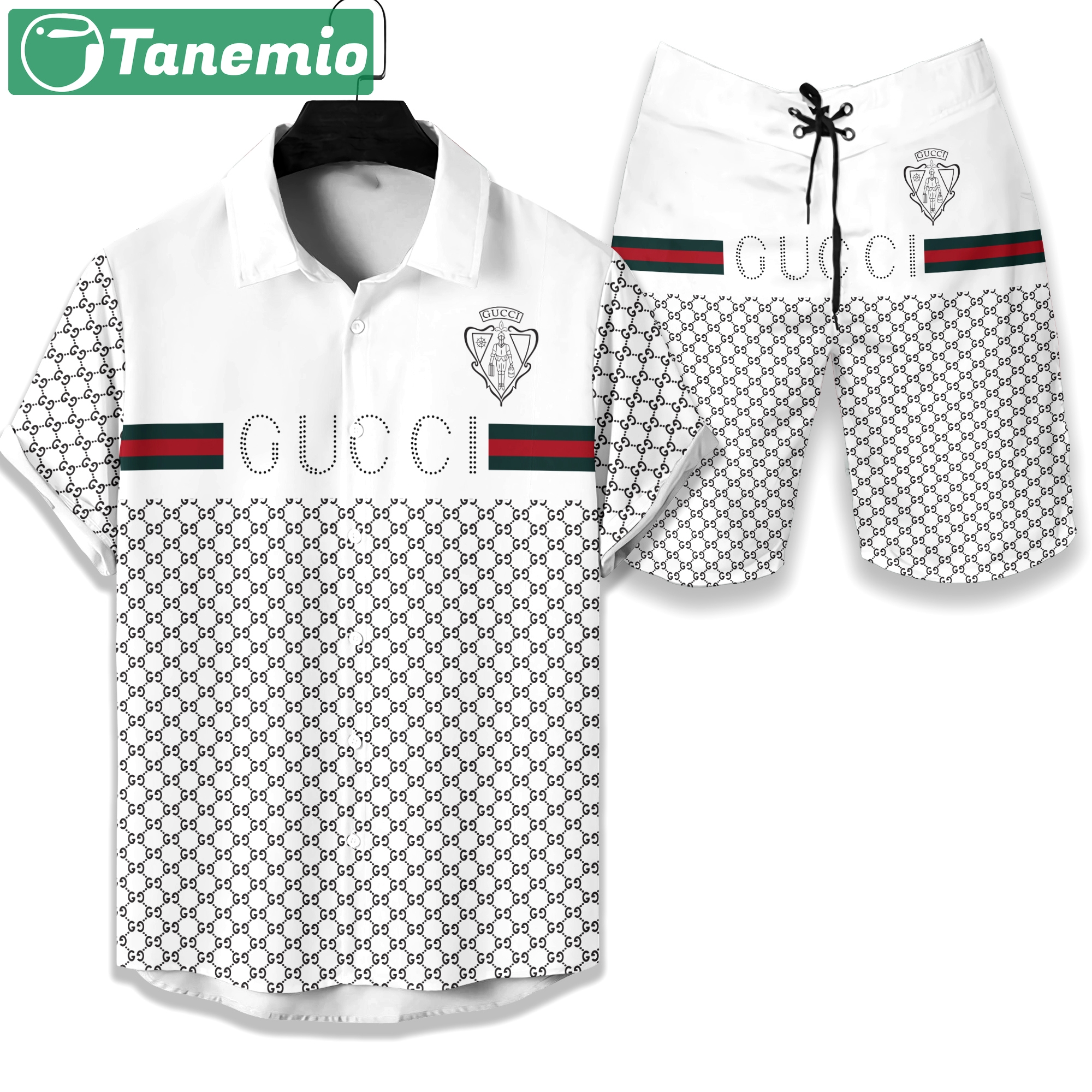 Gucci luxury hawaiian shirt short set 1 Hawaii Shirt Shorts & Flip Flops