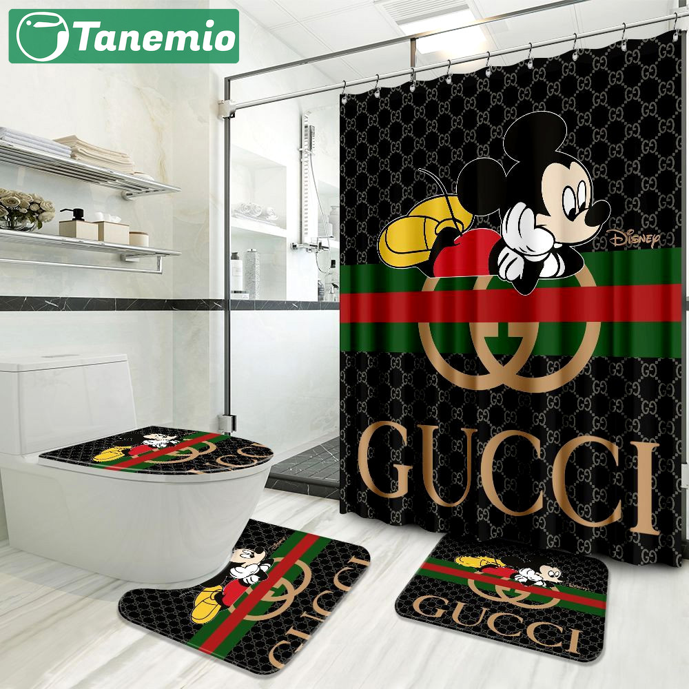 Gucci mickey fashion logo luxury brand bathroom set home decor Bathroom Set