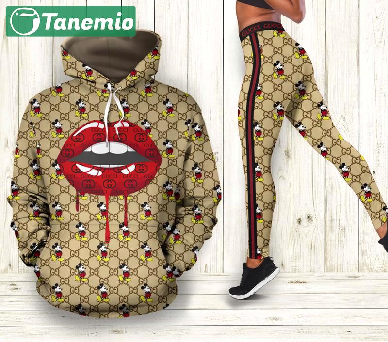 Gucci mickey mouse hoodie leggings luxury brand clothing clothes outfit for women disney adults gifts 156 hcst 45 Hoodie Leggings Set