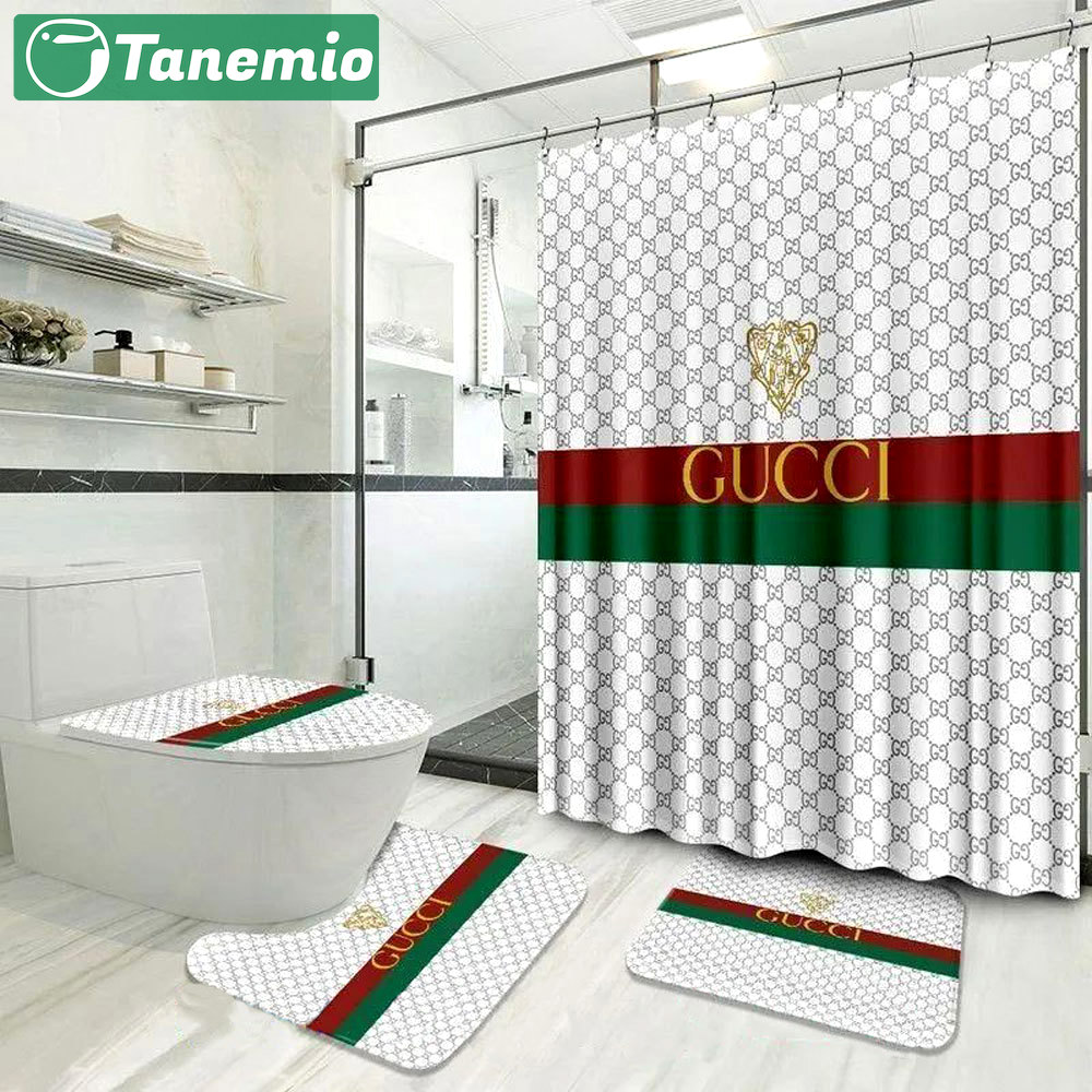 Gucci monogram bathroom sets luxury fashion brand bath mat home decor hypebeast Bathroom Set