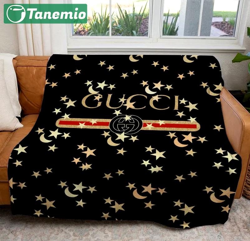 Gucci moon star logo luxury brand premium blanket fleece home decor 49 Blanket Fleece