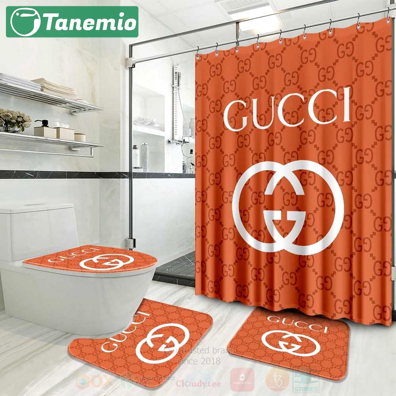 Gucci orange home decor bath mat bathroom sets hypebeast luxury fashion brand Bathroom Set