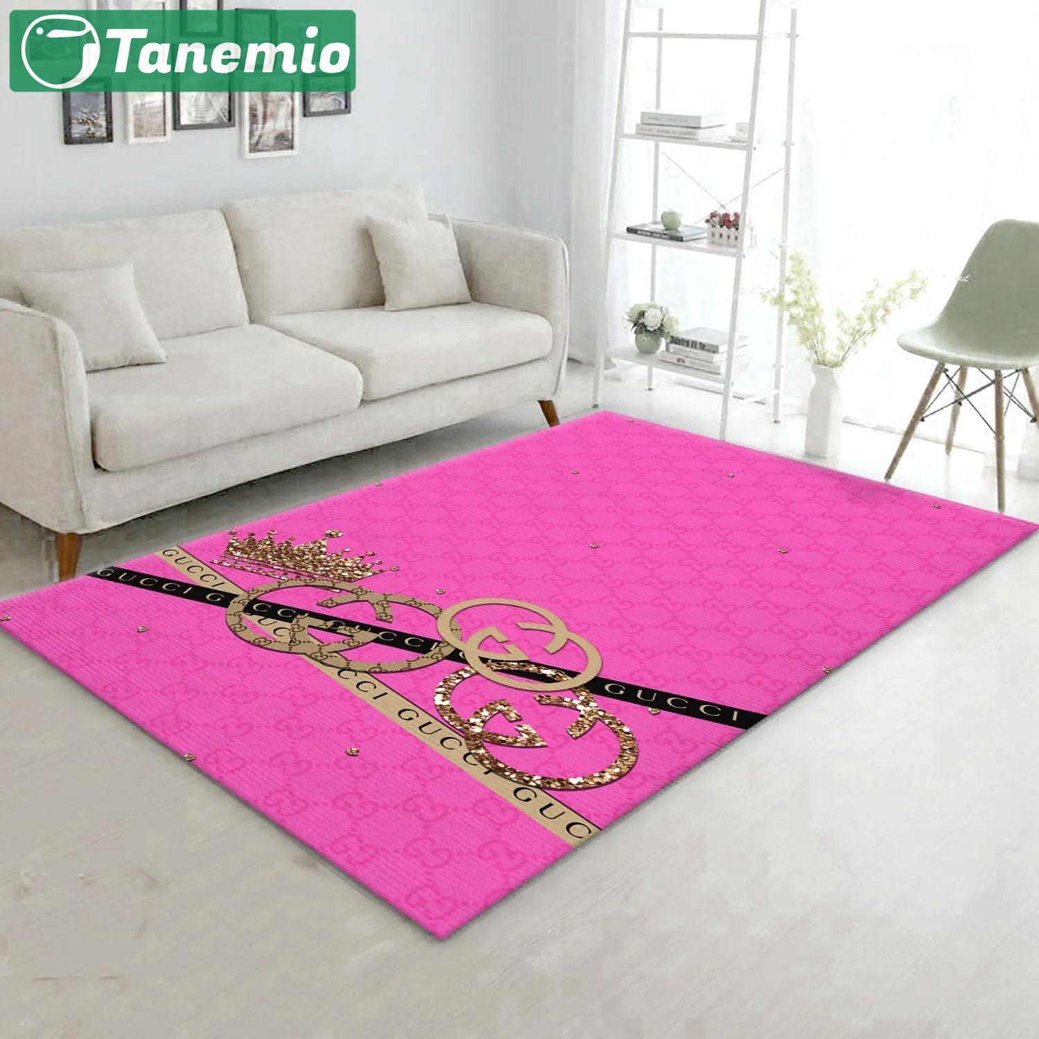 Gucci pink logo type 327. Upgrade Your Living Room with Luxury Home Decor: Area Carpets, Floor Decor, Door Mats, and Hot Gift Items with style a High-End Fashion Brand Rectangle Rug