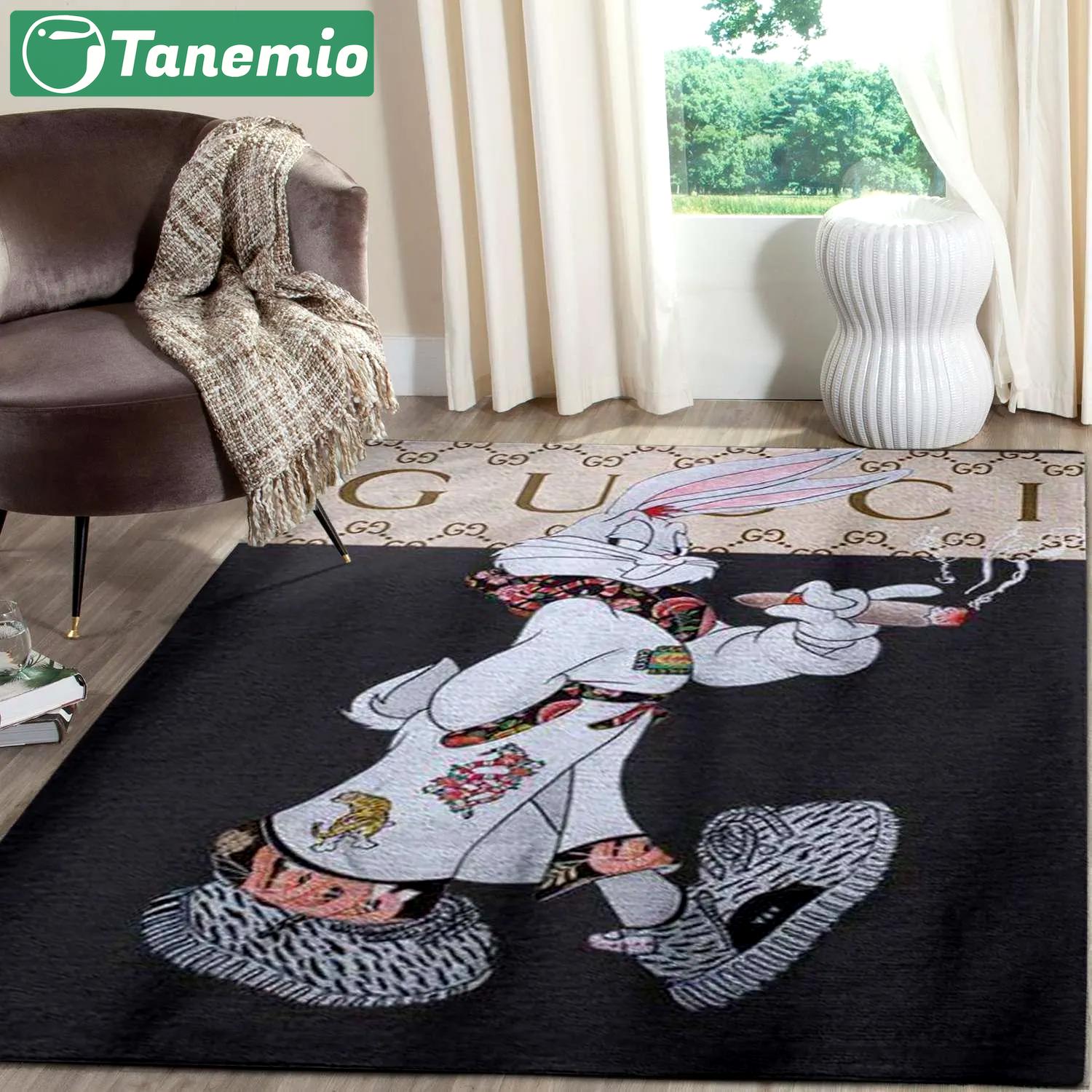 Gucci rabbit logo type 955. Upgrade Your Living Room with Luxury Home Decor: Area Carpets, Floor Decor, Door Mats, and Hot Gift Items with style a High-End Fashion Brand Rectangle Rug