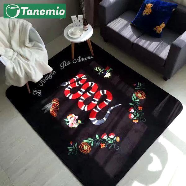 Gucci snake flower logo type 349. Upgrade Your Living Room with Luxury Home Decor: Area Carpets, Floor Decor, Door Mats, and Hot Gift Items with style a High-End Fashion Brand Rectangle Rug