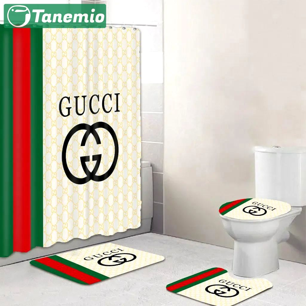 Gucci stripe bathroom sets hypebeast home decor bath mat luxury fashion brand Bathroom Set