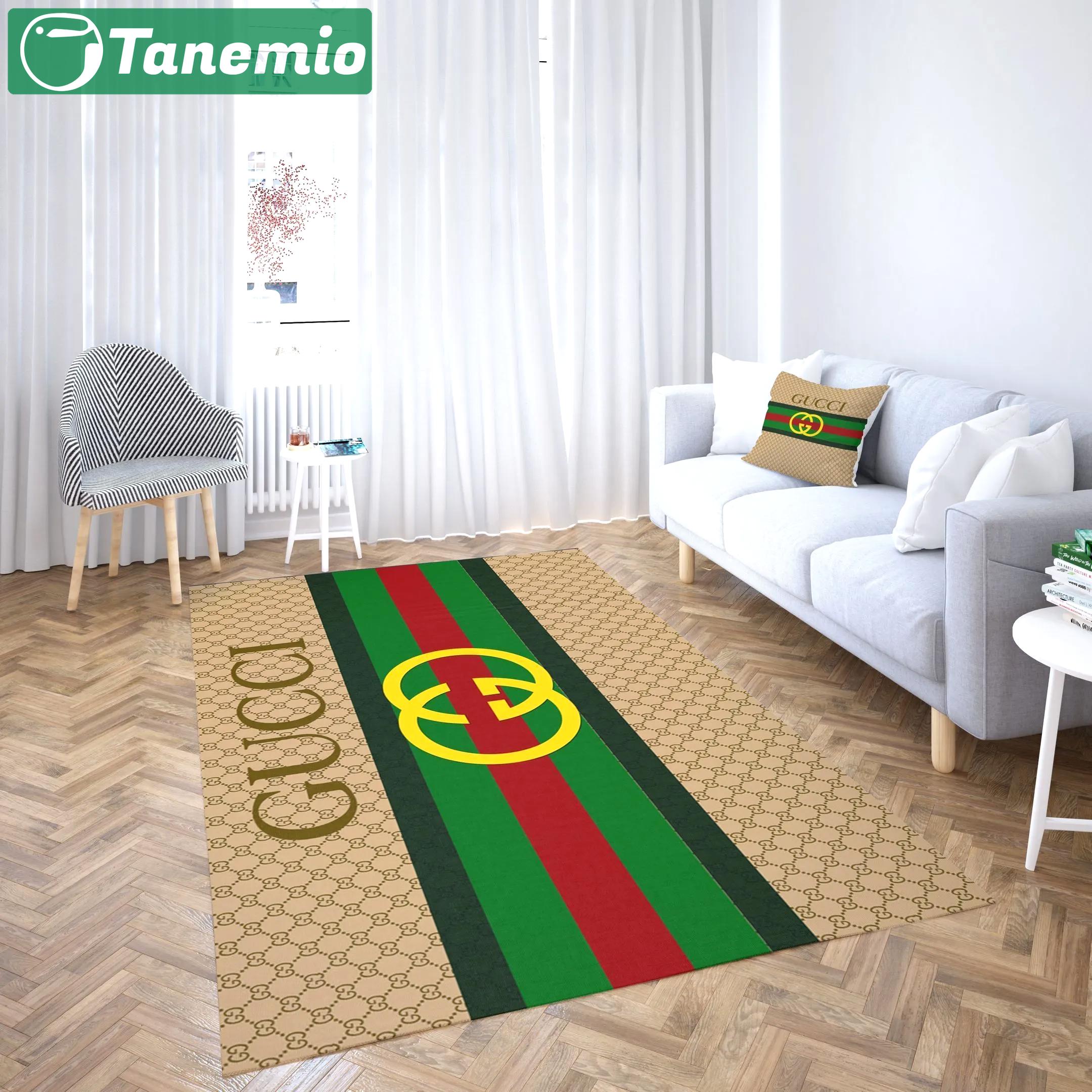 Gucci stripe logo type 913. Upgrade Your Living Room with Luxury Home Decor: Area Carpets, Floor Decor, Door Mats, and Hot Gift Items with style a High-End Fashion Brand Rectangle Rug