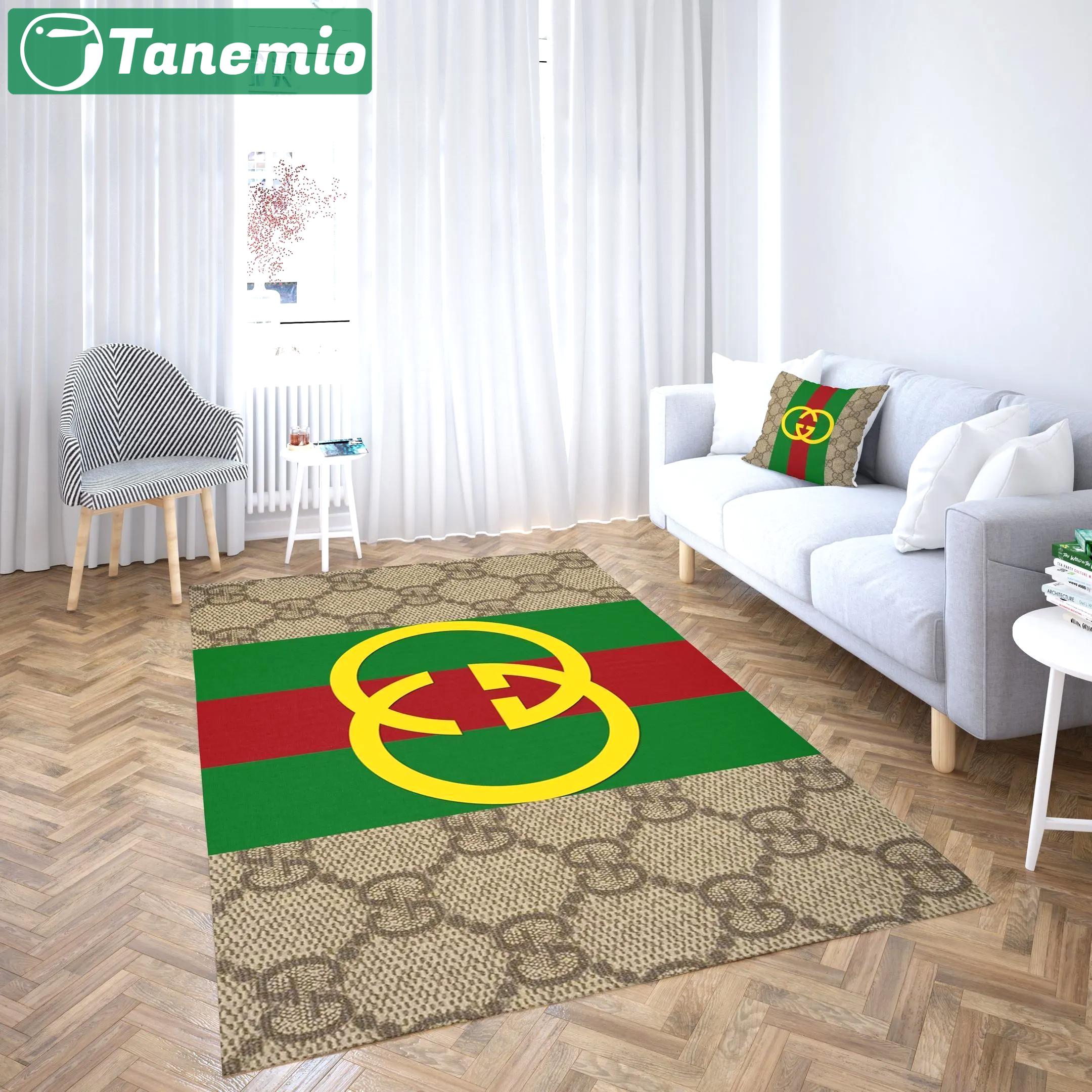 Gucci stripe logo type 915. Upgrade Your Living Room with Luxury Home Decor: Area Carpets, Floor Decor, Door Mats, and Hot Gift Items with style a High-End Fashion Brand Rectangle Rug