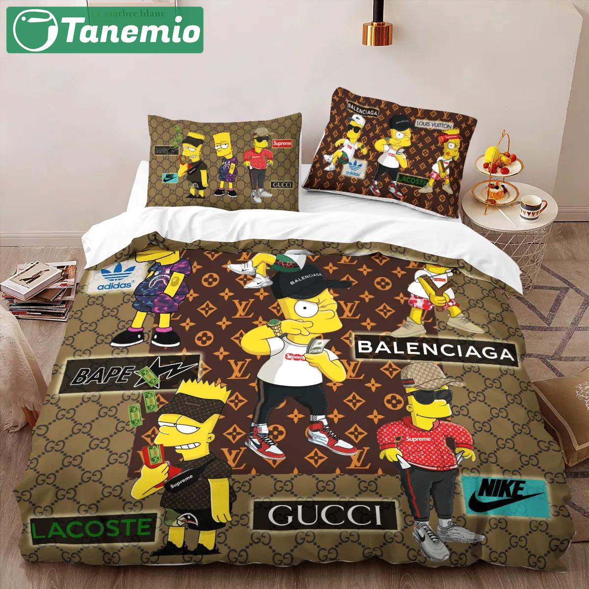 Gucci the simpsons limited edition luxury brand high-end bedding sets, bedroom decor , thanksgiving decorations for home best luxury bed sets gift thankgivings and christmas Bedding Sets