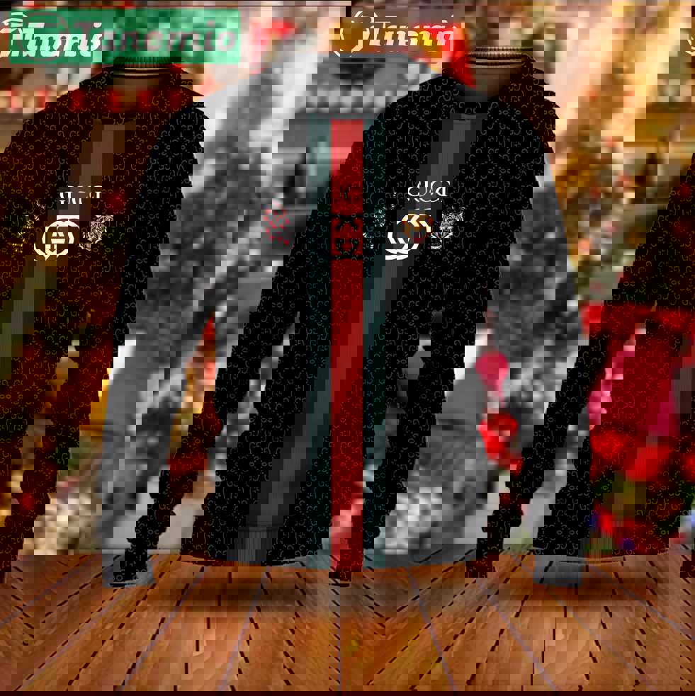 Gucci tiger & snake luxury ugly christmas sweater ucs1015 Christmas Ugly Sweater