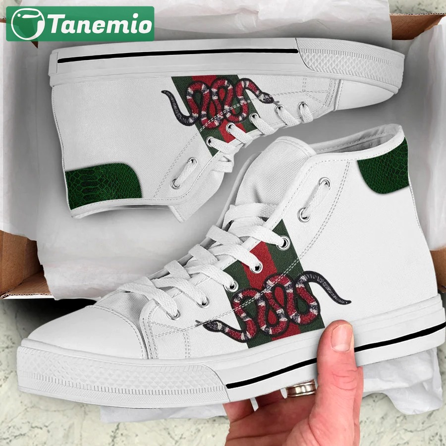 Gucci white snake high top canvas shoes sneakers hot best for men women hot 2023 34 High Top Canvas Shoes