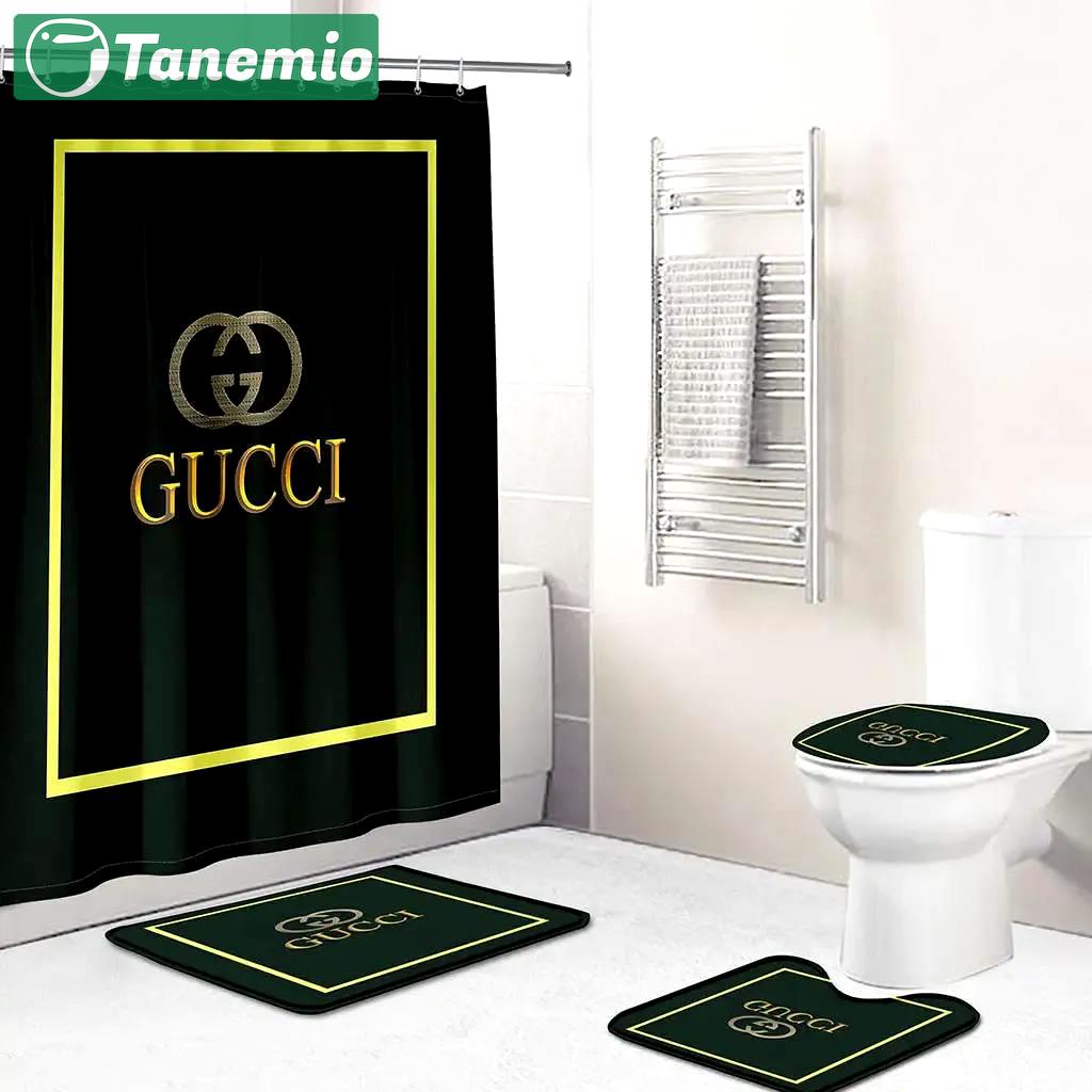 Gucci yellow and black full hypebeast bath mat luxury fashion brand home decor bathroom sets Bathroom Set