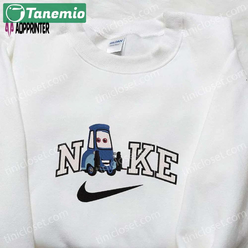 Guido x nike cartoon embroidered sweatshirt pixar cars & nike inspired shirt Embroidered Shirt
