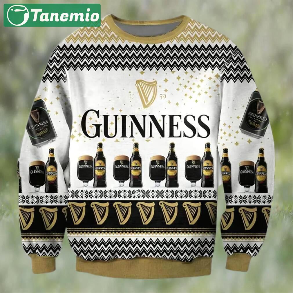 Guinness black beer ugly christmas sweater, faux wool sweater, gifts for beer lovers, international beer day, best christmas gifts for 2022 ? prinvity Christmas Ugly Sweater