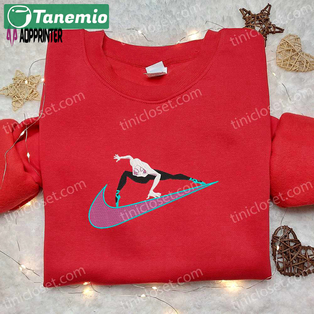 Gwen stacy x nike swoosh & marvel cosmic embroidered shirts – nike inspired marvel apparel Embroidered Shirt