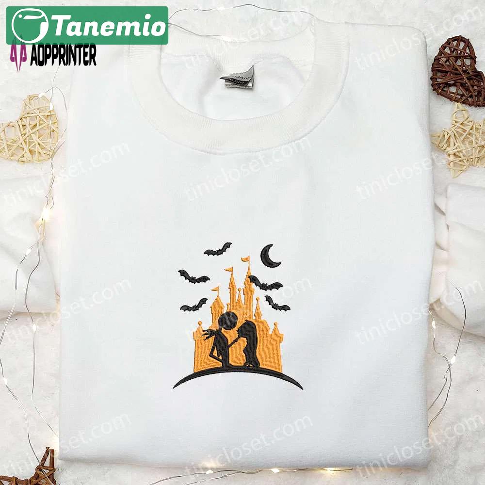 Halloween castle jack & sally embroidered sweatshirt: nightmare before christmas hoodie best gift for halloween lovers Embroidered Shirt