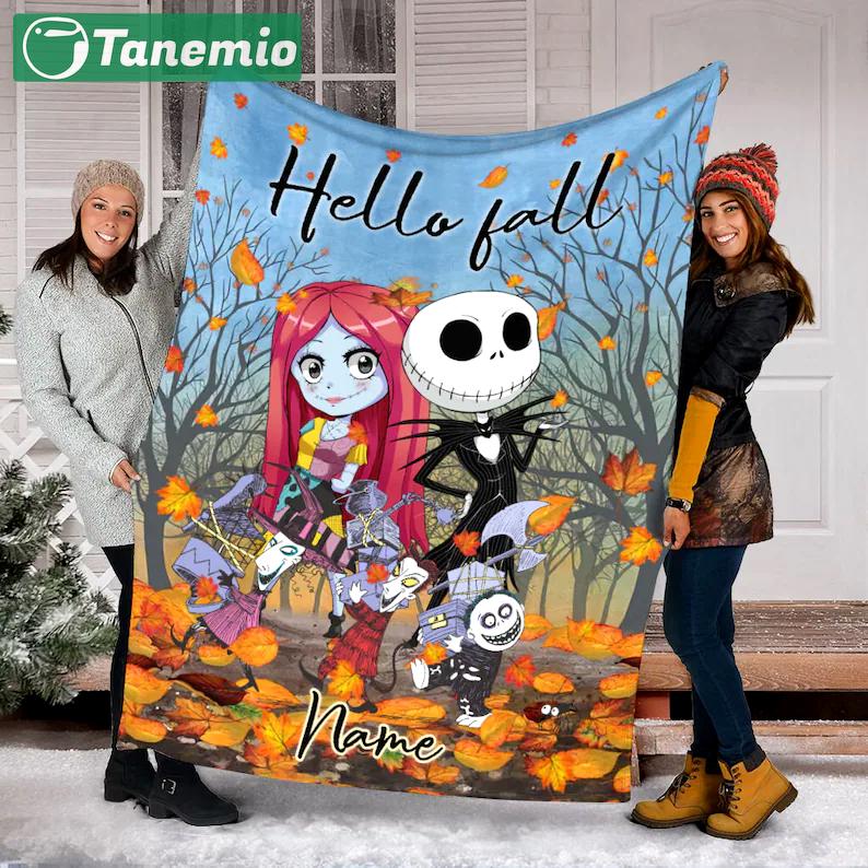Halloween decorations fall season jack skellington blanket, custom name jack halloween blanket, the nightmare before christmas fleece mink sherpa , home decor Quilt Blanket