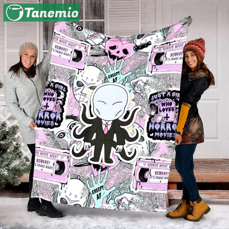 Halloween decorations halloween blanket, just a girl who loves halloween movies blanket,halloween watching blanket, fall season blanket, creepy halloween blanket Quilt Blanket