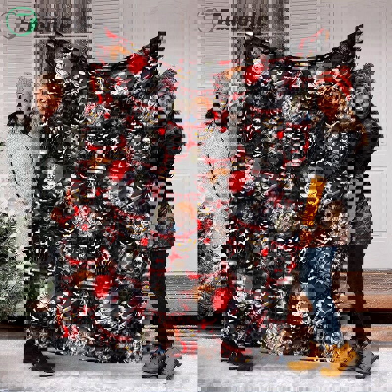 Halloween decorations halloween movies blanket, halloween characters blanket, fleece mink sherpa blanket, funny halloween blanket, creepy halloween blanket Quilt Blanket